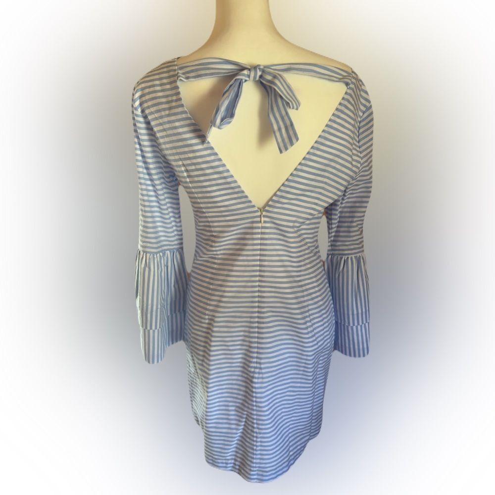 English Factory NWT White Blue Cotton Shift Dress Bell Sleeves Size S - Picture 4 of 6